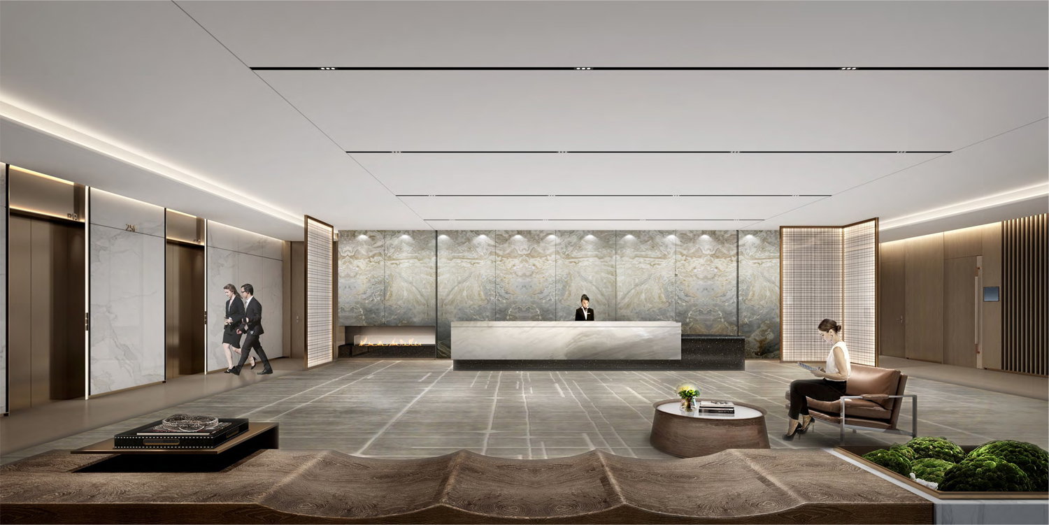 巢湖槐林漁具有限公司4000平方辦公樓前臺(tái)裝修案例(圖2) 前臺(tái)2.jpg